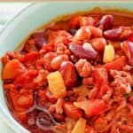 A bowl of homemade crockpot chili.