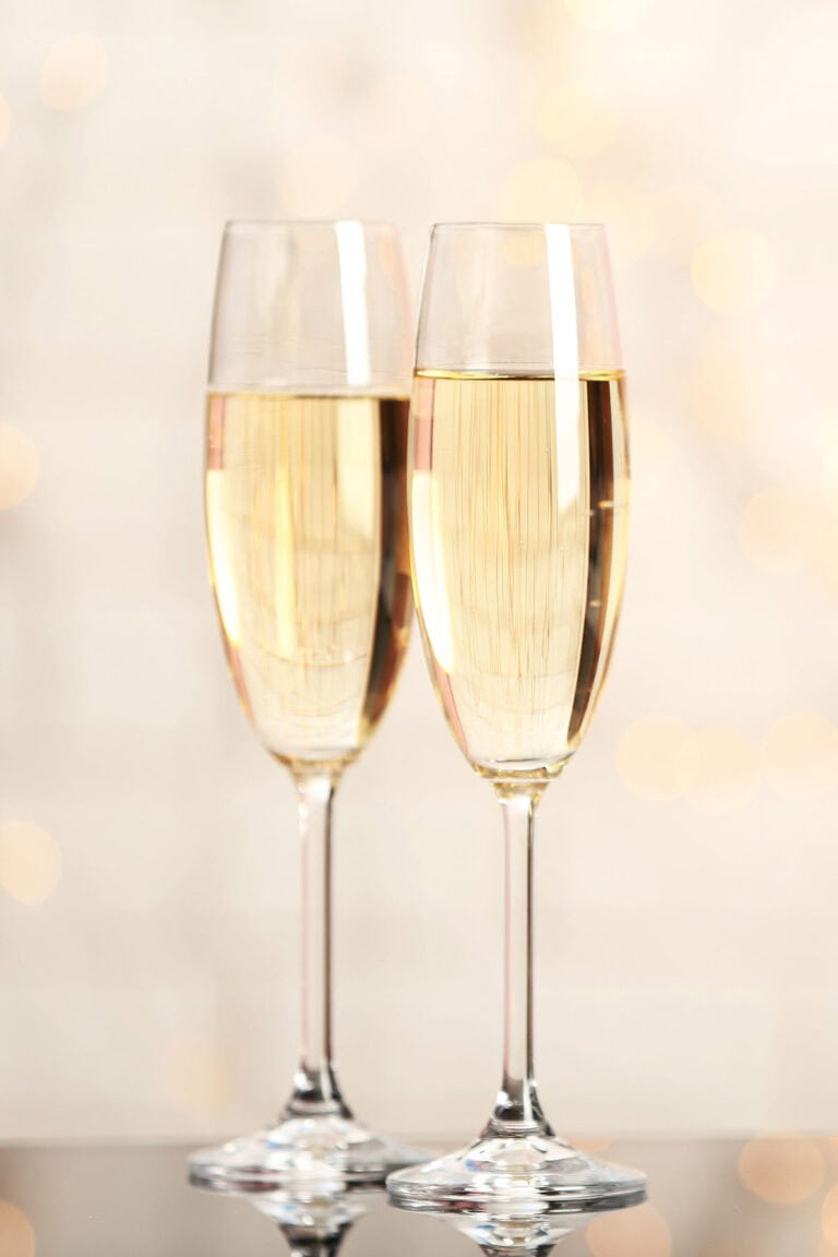 Mock champagne in two flute glasses.