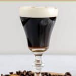 Classic Irish coffee served in a tulip stem glass.