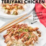 Homemade Panda Express grilled teriyaki chicken over rice on two plates.