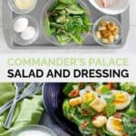 Copycat Commander's Palace salad and dressing ingredients and the finished dish.