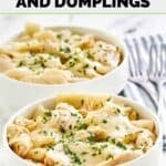 Two servings of homemade Cracker Barrel chicken and dumplings.