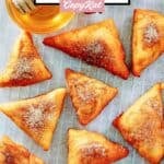 Homemade Mexican sopapillas and honey in a small glass bowl.