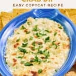 Homemade Joe's crab shack crab dip in a serving dish.
