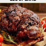 Oven roasted bone-in Indian style kashmiri leg of lamb.