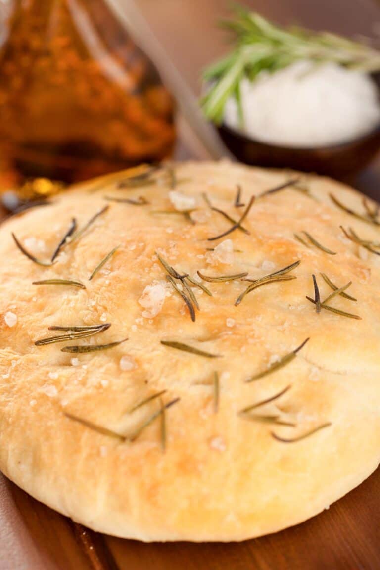 Copycat Macaroni Grill rosemary bread, olive oil, and salt.
