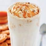 Homemade chips ahoy mcflurry in a tall glass.