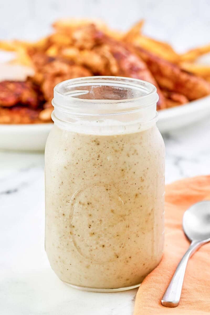 Copycat Popeyes blackened ranch in a mason jar.