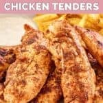 Homemade Popeyes blackened chicken tenders on a plate.