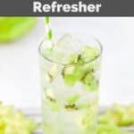 Homemade Starbucks kiwi starfruit refresher drink and slices of kiwi and starfruit.