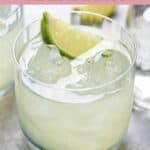 Homemade Chipotle Mexican Grill margarita garnished with lime.