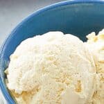 Scoops of copycat cold stone creamery cake batter ice cream in a bowl.