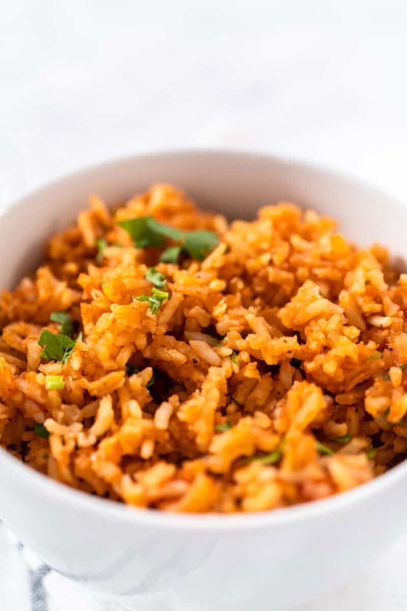 A bowl of copycat Guadalajara Spanish rice.