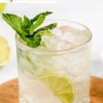 Homemade mojito cocktail in a lowball glass.