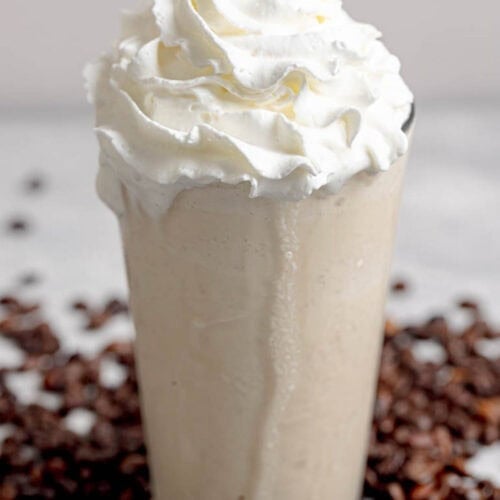 Copycat Chick-fil-A frosted coffee with whipped cream on top.