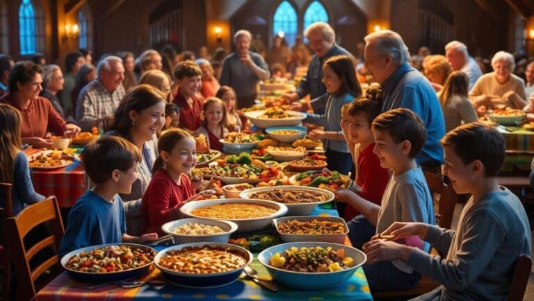 This is a summer potluck at a church