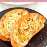 Slices of homemade Marie Callender's garlic toast bread plate.