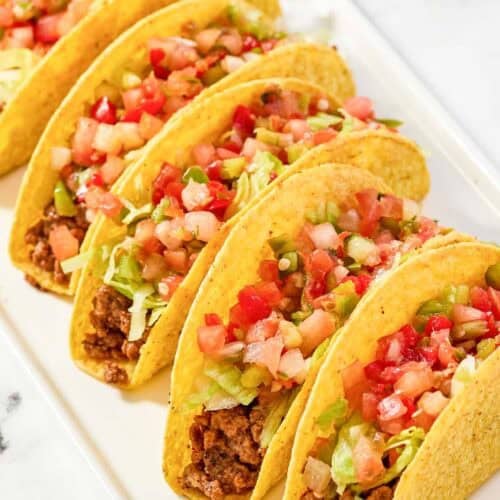 Copycat taco bell fresco crunchy tacos on a platter.