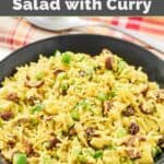 Rice-A-Roni artichoke rice salad with curry dressing in a large bowl.