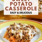 A serving of copycat Boston Market sweet potato casserole on a plate.