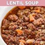 A bowl of homemade Carrabba's sausage lentil soup.