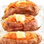 Four copycat Outback Steakhouse baked sweet potatoes.