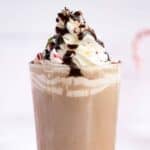Copycat Starbucks peppermint mocha in a tall glass.