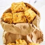 Copycat Fat Ronnie's deep fried mushrooms served in a paper bag.