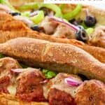 Two homemade Subway meatball sub sandwiches.
