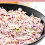 Homemade Famous Dave's coleslaw in a bowl.