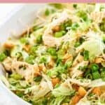 Homemade Ming's Thai chicken salad in a bowl.