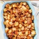 Lipton onion soup mix roasted potatoes in a rectangular serving dish.