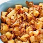 Lipton onion soup mix roasted potatoes in a serving dish.