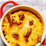 Homemade Red Lobster whipped sweet potatoes with honey roasted pecans on top.