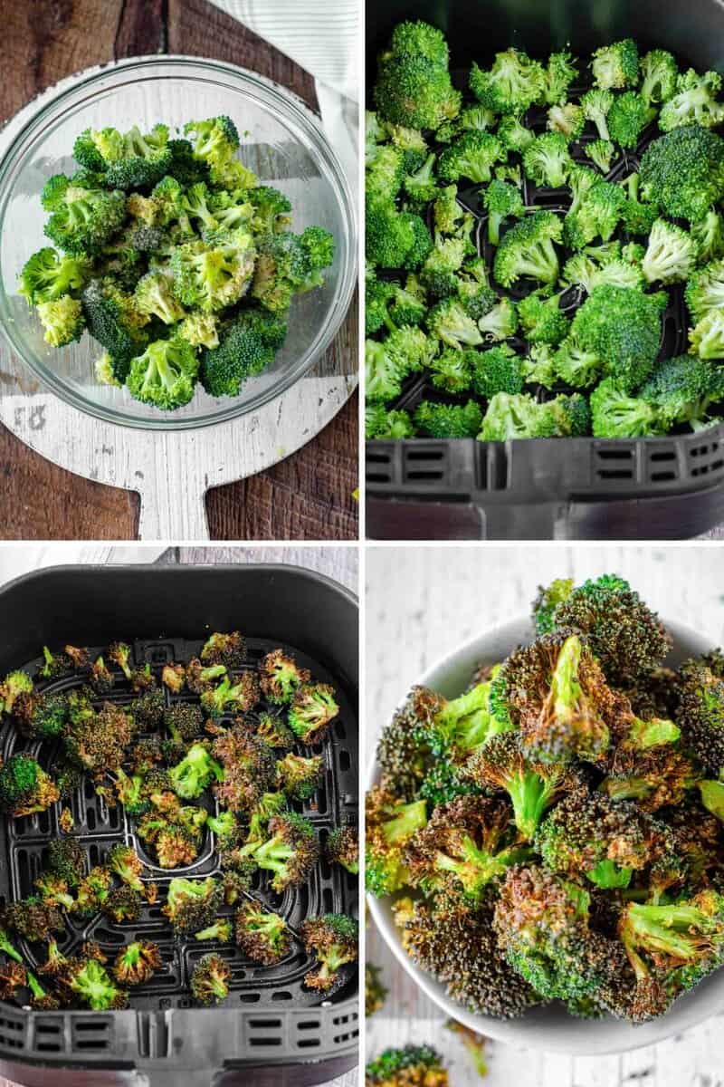 Making and serving air fryer broccoli.