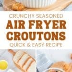 A bowl of air-fried croutons and the ingredients to make them.