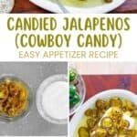 Candied jalapenos aka cowboy candy served with cream cheese and the ingredients.