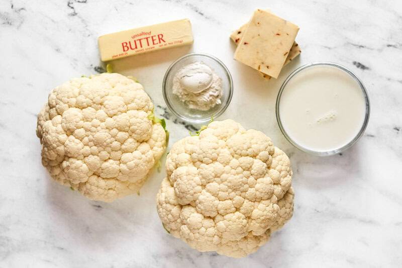 Cauliflower, pepper jack cheese, butter, milk, and flour.