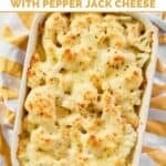 Spicy cheese sauce baked cauliflower ready to serve.