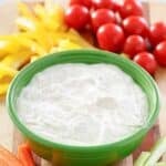 Homemade dill dip served with assorted veggies.