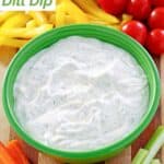Homemade dill dip served with vegetables.