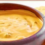 A bowl of green chile queso.