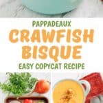 Bowls of crawfish bisque and the ingredients to make it.