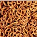 A bunch of homemade ranch pretzels.