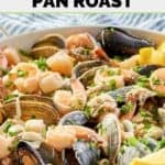 Homemade Silver Legacy Casino seafood pan roast in a large saucepan.