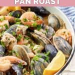 Homemade Silver Legacy Casino seafood pan roast in a large serving dish.