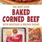 Sliced corned beef on a platter and the ingredients to make it.