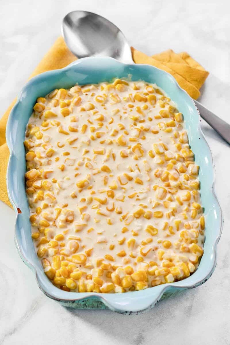Creamy corn side dish ready to serve.