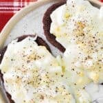 Classic creamed eggs on toast on a plate.