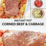 Corned beef and cabbage with carrots and potatoes, making it in an Instant Pot, and the ingredients.